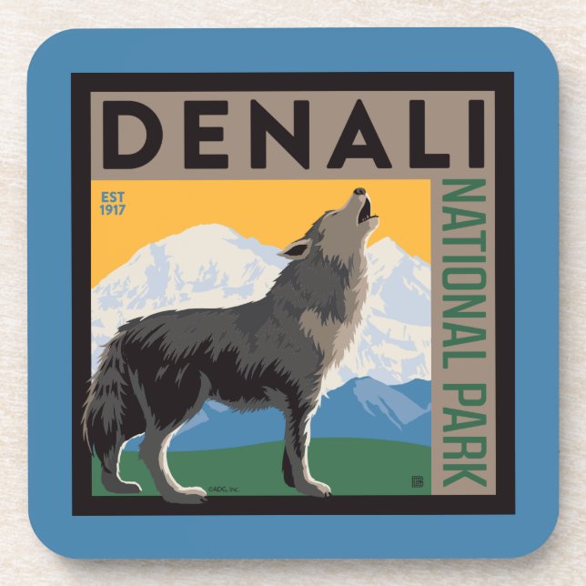 Dessous-de-verre Le Parc national de Denali | Howling Wolf (Devant)