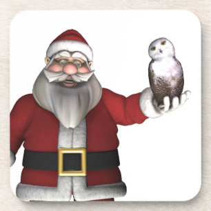 Dessous-de-verre Le Père Noël aime la Chouette des neiges