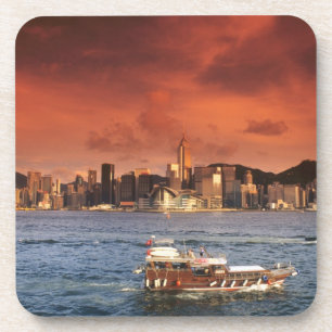 Dessous-de-verre Le port de Hong Kong au coucher du soleil