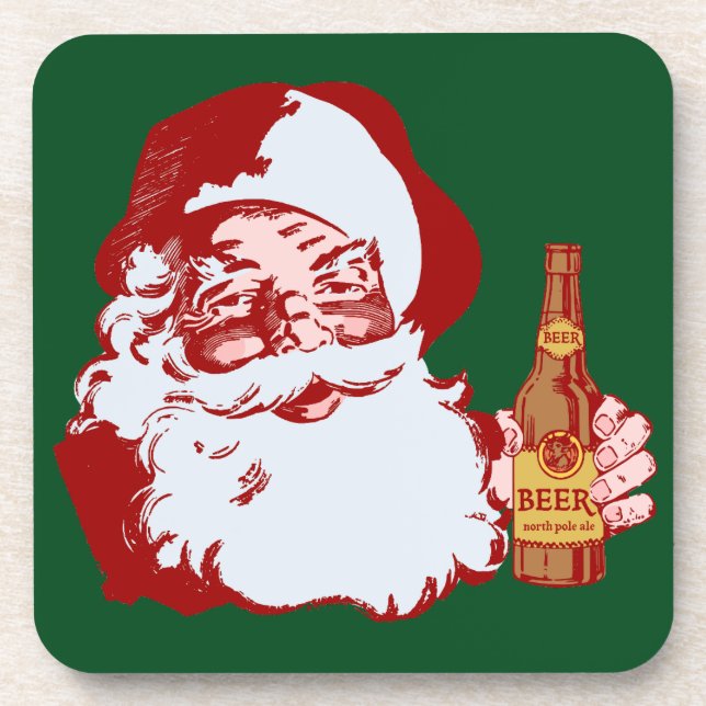 Dessous-de-verre Le rétro père noël avec Noël de bière (Devant)