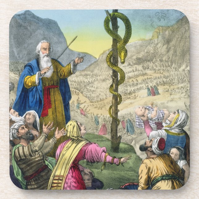 Dessous-de-verre Le serpent d'airain, d'une bible imprimée par (Devant)