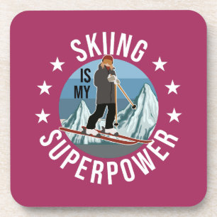 Dessous-de-verre Le Ski Est Ma Superpuissance