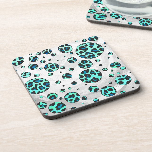 Dessous-de-verre Léopard noir et Turquoise (Côté gauche)