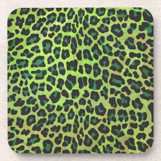 Dessous-de-verre Léopard noir et vert (Devant)