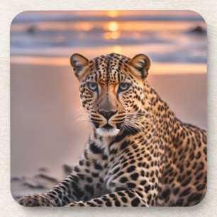 Dessous-de-verre Léopard sur la plage