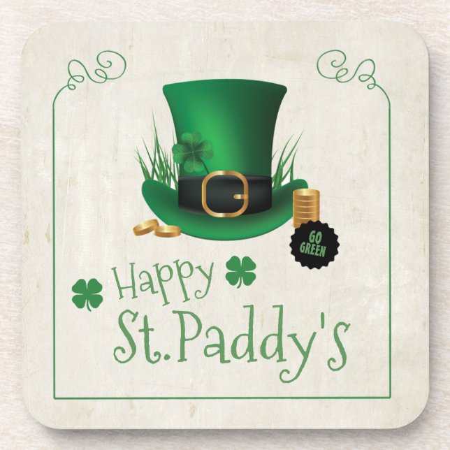 Dessous-de-verre Leprechaun Casquette Happy St. Paddy's ID636 (Devant)