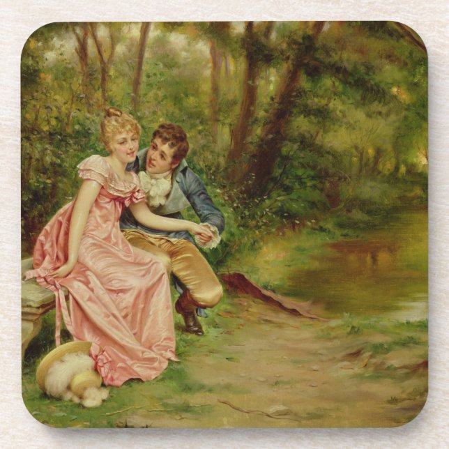 Dessous-de-verre Les amants (huile sur la toile) (Devant)