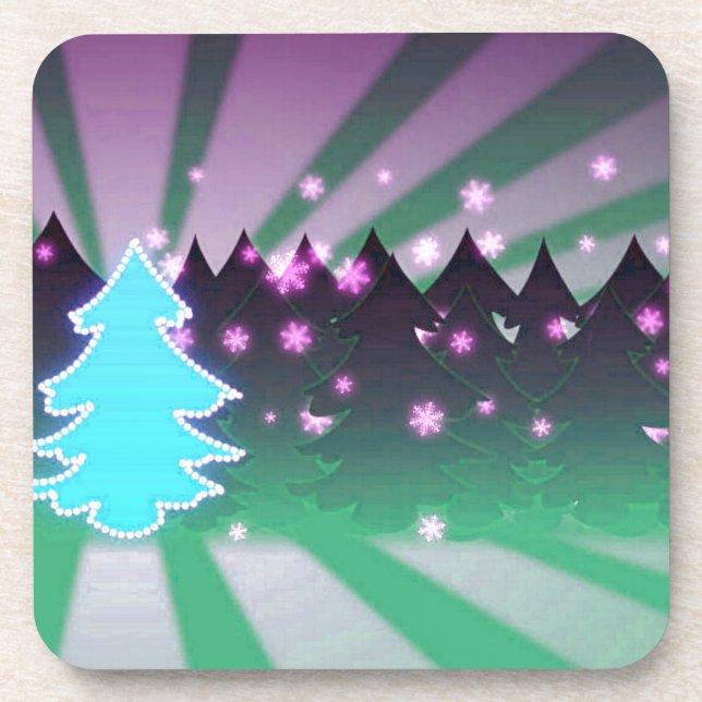Dessous-de-verre Les arbres de Noël dans les tons verts (Devant)