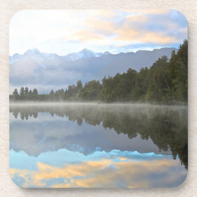 Dessous-de-verre Les arbres du lac Misty Réflexion Nature paisible  (Devant)