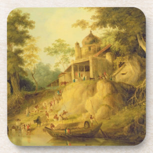 Dessous-de-verre Les banques du Gange, c.1820-30 (huile sur la