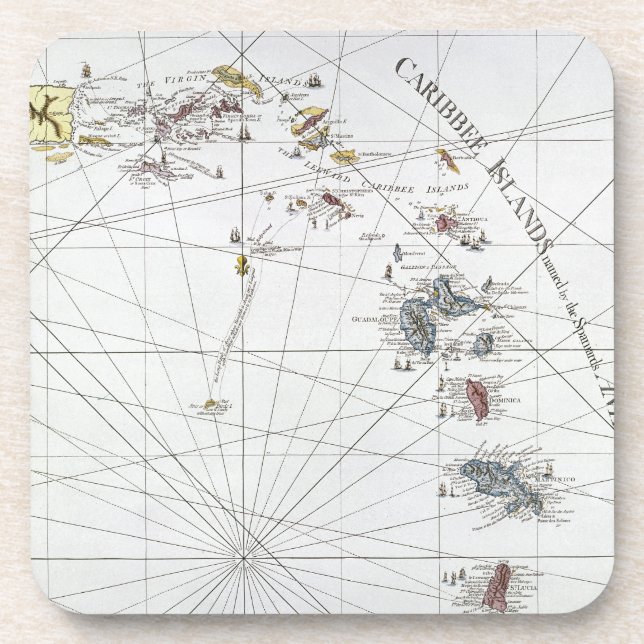 DESSOUS-DE-VERRE LES CARAÏBE : CARTE, 1775 (Devant)