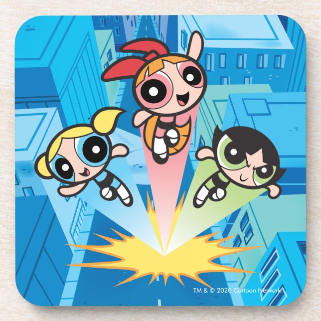 Dessous-de-verre Les Filles Powerpuff Se Lancent Dans L'Air (Devant)