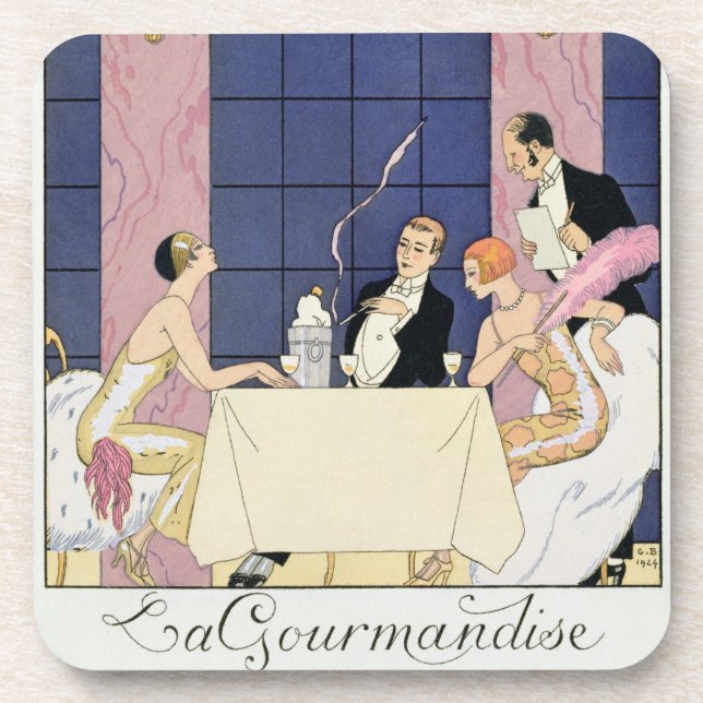 Dessous-de-verre Les gourmands, 1920-30 (copie de pochoir) (Devant)
