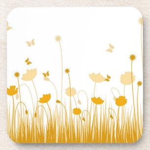 Dessous-de-verre Les pavots minimalistes orange et blancs pré flora