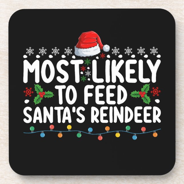 Dessous-de-verre Les Plus Susceptibles De Nourrir Père Noël Reindee (Devant)