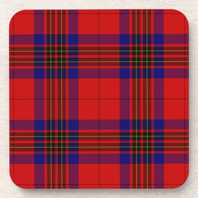 Dessous-de-verre Leslie tartan rouge bleu violet plaid (Devant)