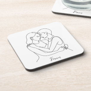 Dessous-de-verre L'essence lesbienne de l'art de ligne d'amour