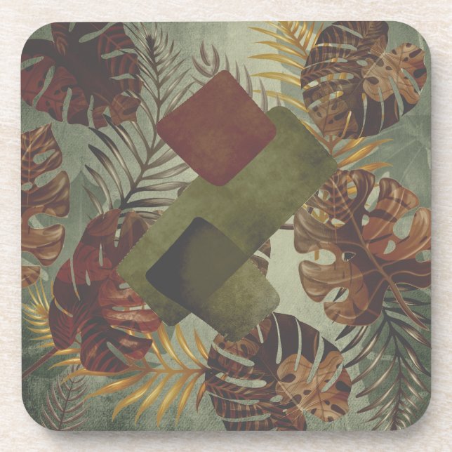 Dessous-de-verre L'été 70's rétro tropical monstère feuille de palm (Devant)