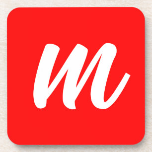 Dessous-de-verre LETTRE INITIALE CalliGRAPHIQUE BLANCHE ROUGE