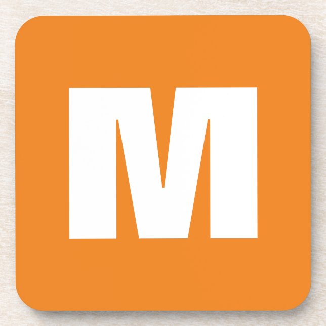 Dessous-de-verre Lettre initiale Monogramme Style moderne Orange Bl (Devant)
