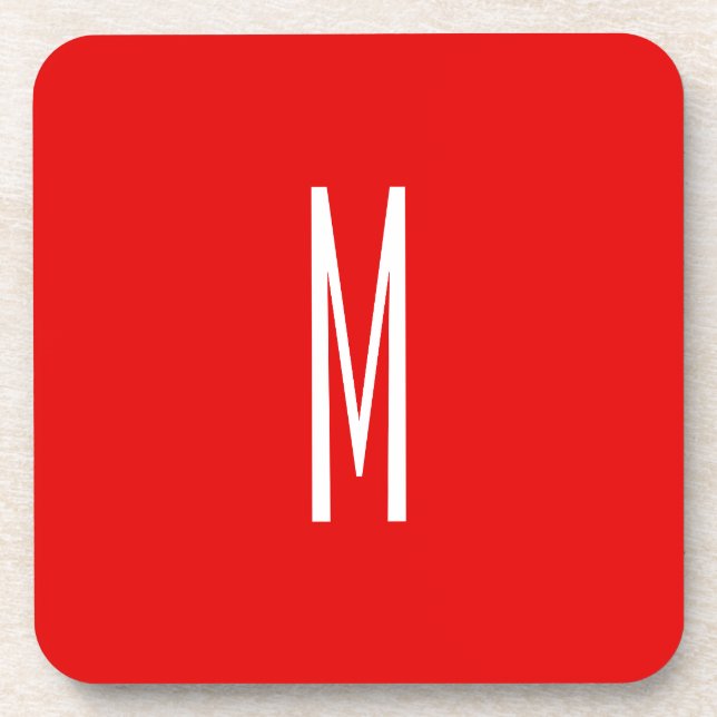 Dessous-de-verre Lettre initiale Monogramme Style moderne Rouge Bla (Devant)