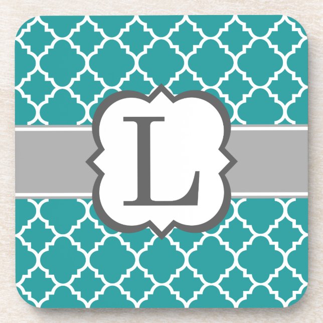 Dessous-de-verre LETTRE MONOGRAPHIQUE BLEUE Turquoise L QUATREFIL (Devant)
