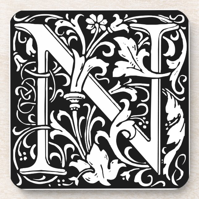 Dessous-de-verre LETTRE MONOGRAPHIQUE EN Alphabet Floral N Carreau  (Devant)