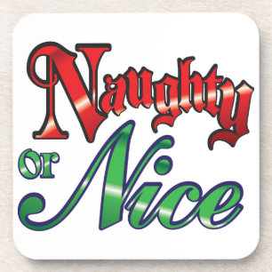 Dessous-de-verre Lettres rouges rétro Noël, Naughty ou Nice