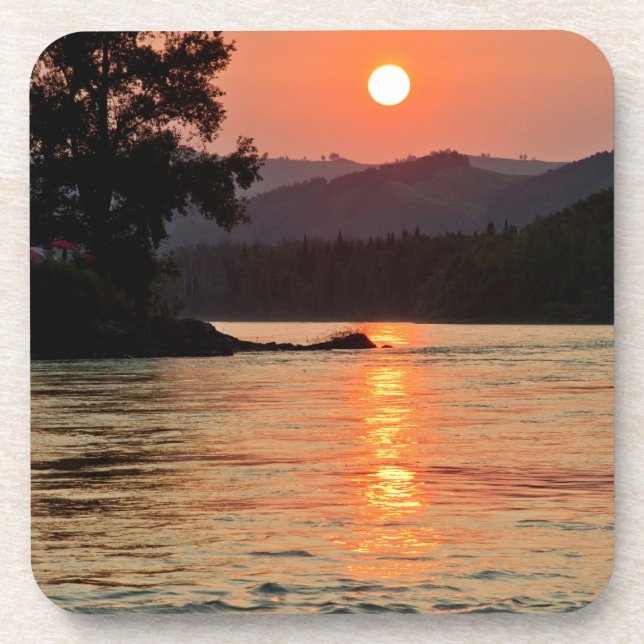 Dessous-de-verre Lever de soleil étonnant sur la rivière Katun Phot (Devant)