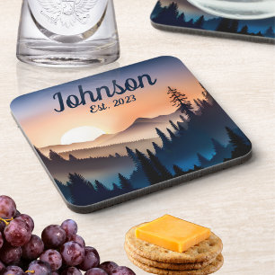 Dessous-de-verre Lever de soleil sur les montagnes