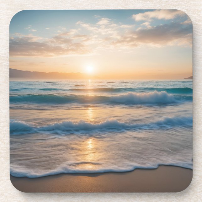 Dessous-de-verre Lever du soleil sur la plage (Devant)