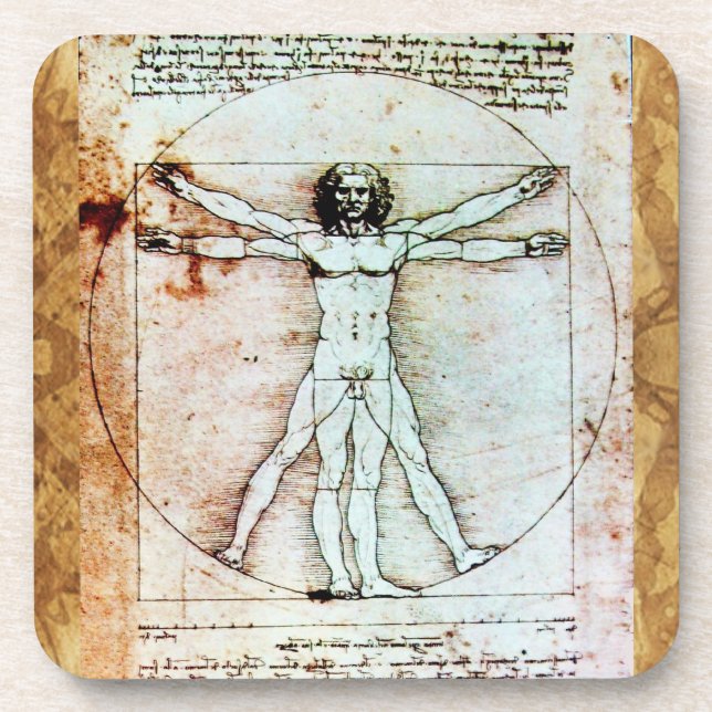 Dessous-de-verre L'HOMME VITRUVIEN - Parchemin antique (Devant)