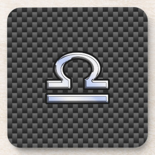 Dessous-de-verre Libra Zodiac Sign on Black Carbon Fibre Print