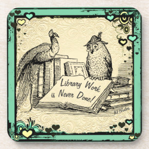 Dessous-de-verre Library Gift. Librarian Assistant Gift.