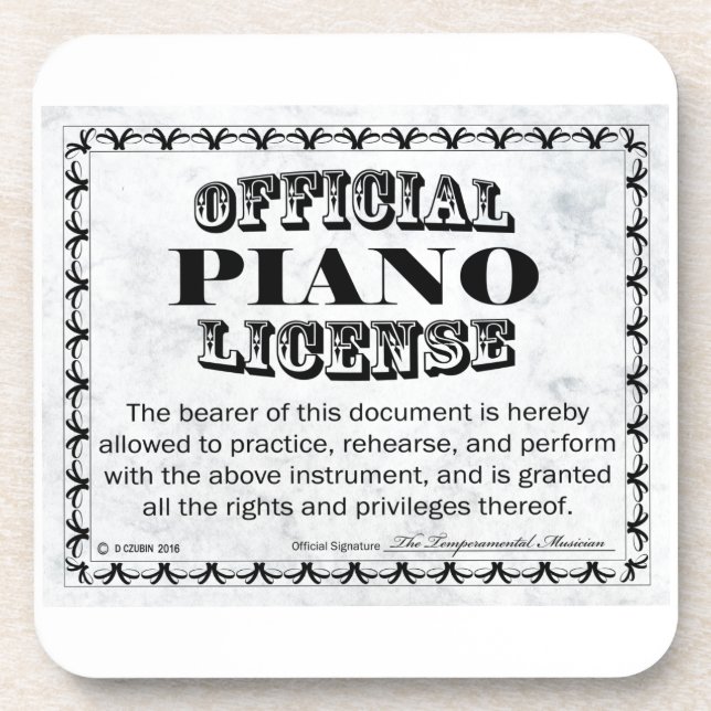 Dessous-de-verre Licence de piano (Devant)