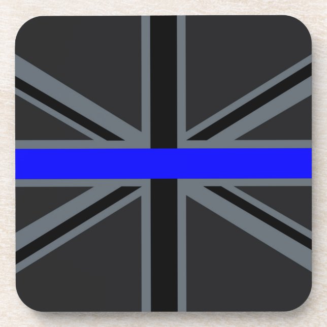 Dessous-de-verre Ligne Bleue Clair et Élégante Union Jack (Devant)