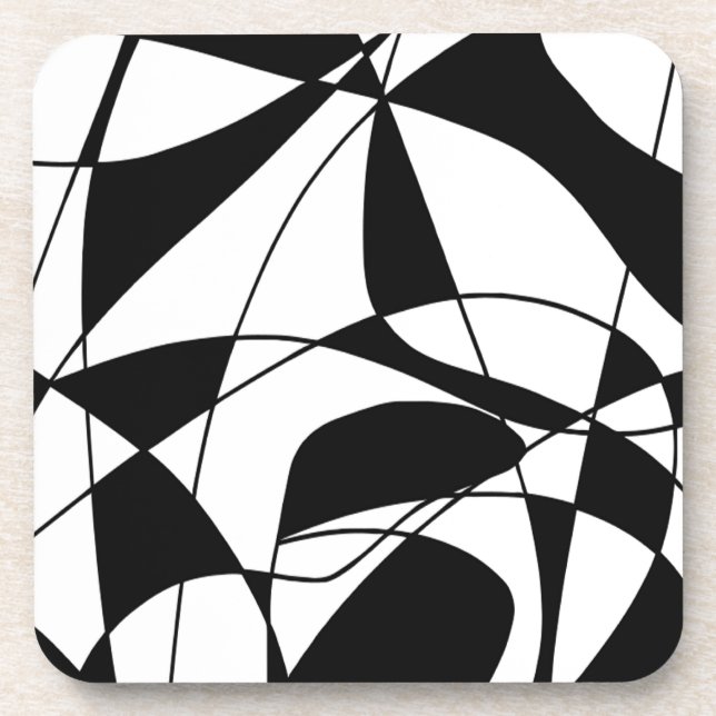 Dessous-de-verre Lignes noires et blanches, motif d'impression coul (Devant)