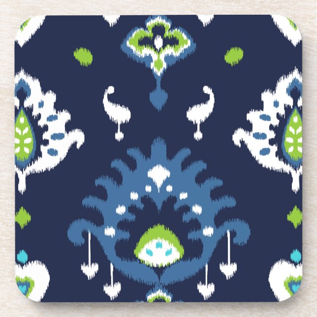 Dessous-de-verre L'ikat tribal foncé frais de bleu marine et de (Devant)
