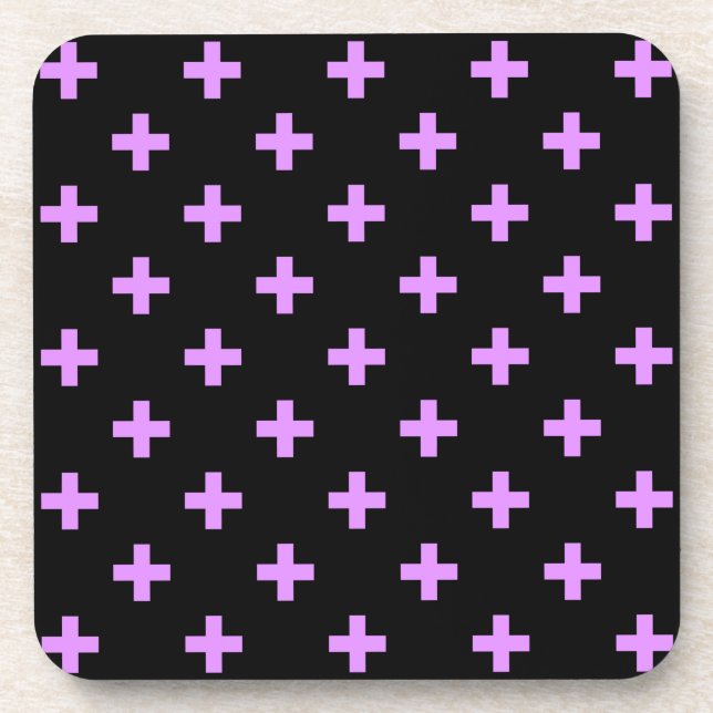 Dessous-de-verre Lilac polka croise sur noir (Devant)