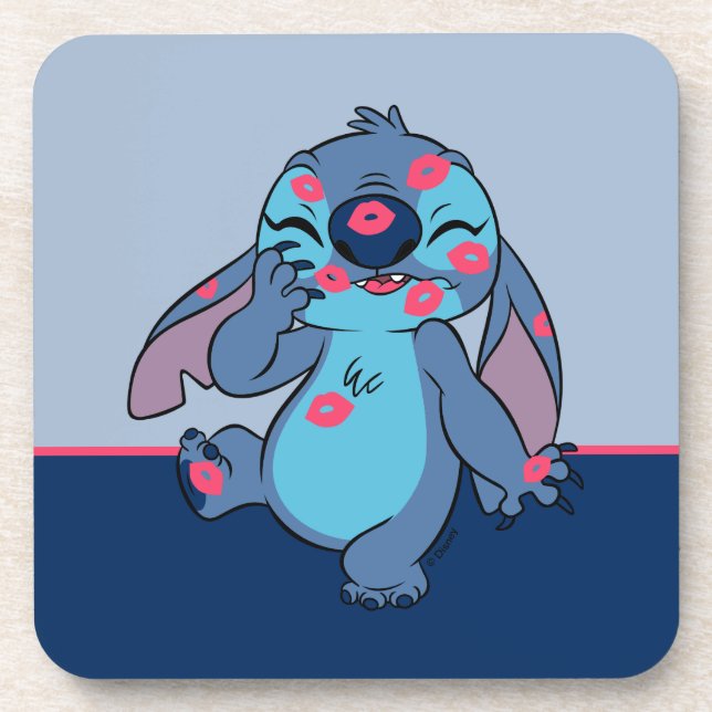 Dessous-de-verre Lilo & Stitch | Stitch Couvert dans les baisers (Devant)