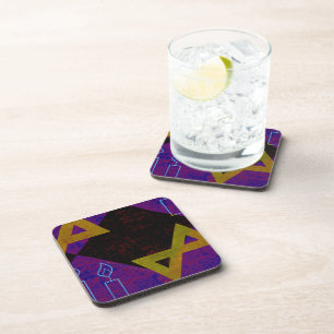 Dessous-de-verre L'image à thème Hanukkah de SlipperyJoe jaune doré