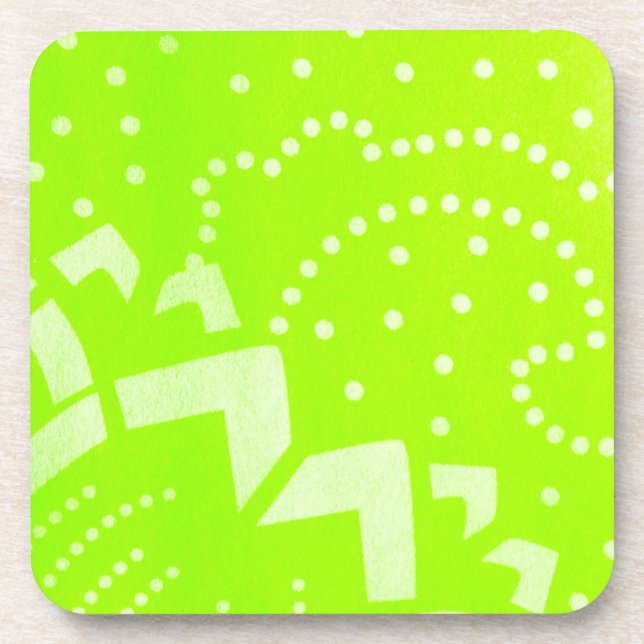 Dessous-de-verre Lime Green geomentric dot stripe graphic pattern (Devant)
