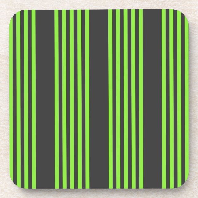 Dessous-de-verre Lime vert et charbon de bois cinq bandes motif (Devant)
