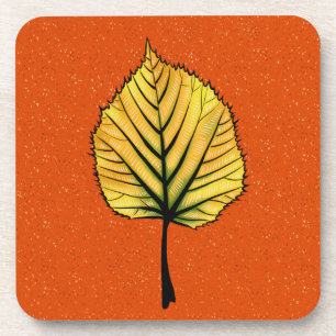 Dessous-de-verre Linden Fall Leaf Art En Jaune Et Vibrant Orange