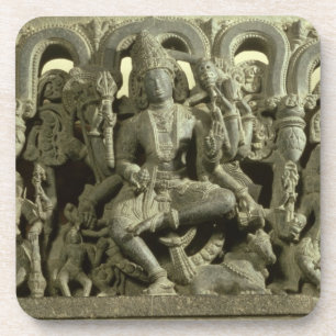 Dessous-de-verre Linteau dépeignant la trinité : Siva, Brahma et