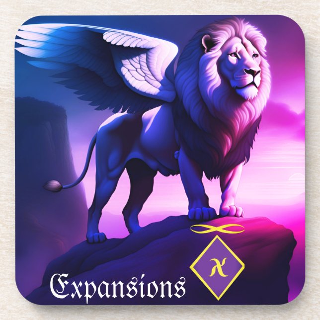 Dessous de verre Lion à ailes blanches (Devant)