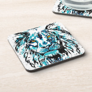 Dessous de verre Lion Bleu Tirage de tête de lio
