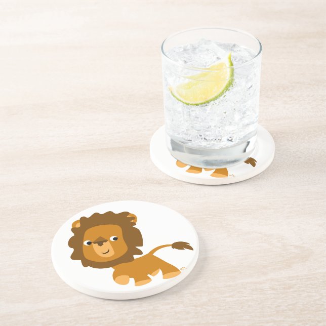 Dessous de verre Lion de contenu de dessin mignon (Côté)