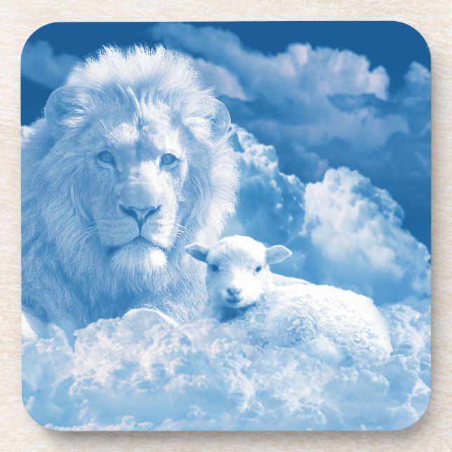 Dessous-de-verre Lion et agneau dans les nuages (Devant)