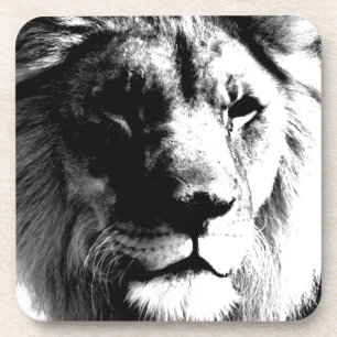 Dessous-de-verre Lion noir et blanc